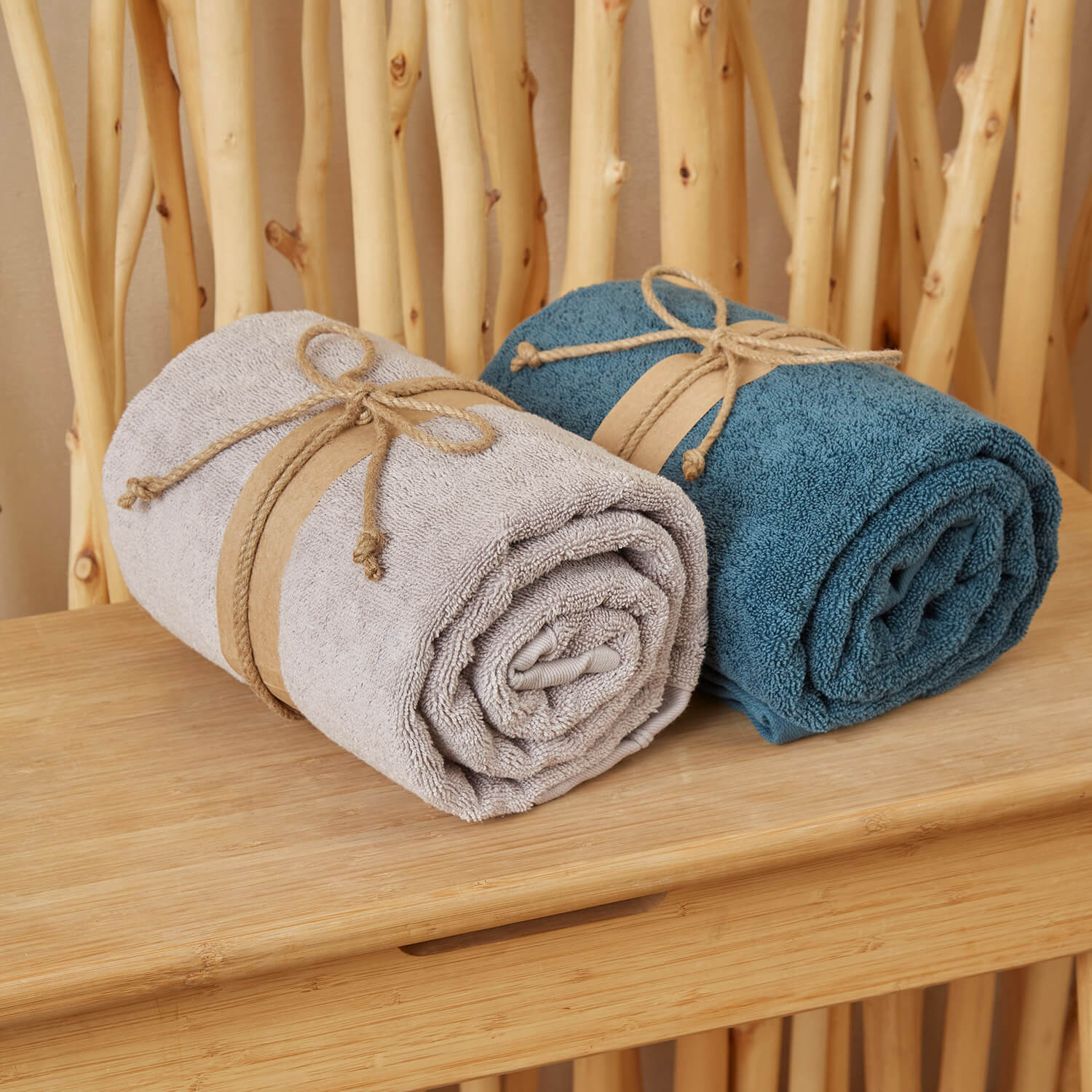 Набор из 2-х банных полотенец Шанти (Темно-бирюзовый / Лавандовый)