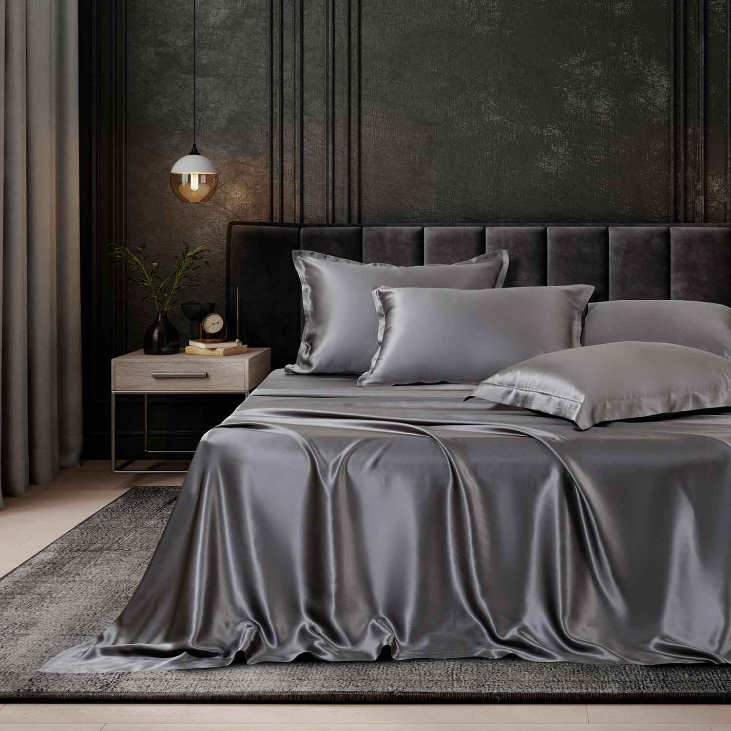 Шелковый пододеяльник графит 110х140