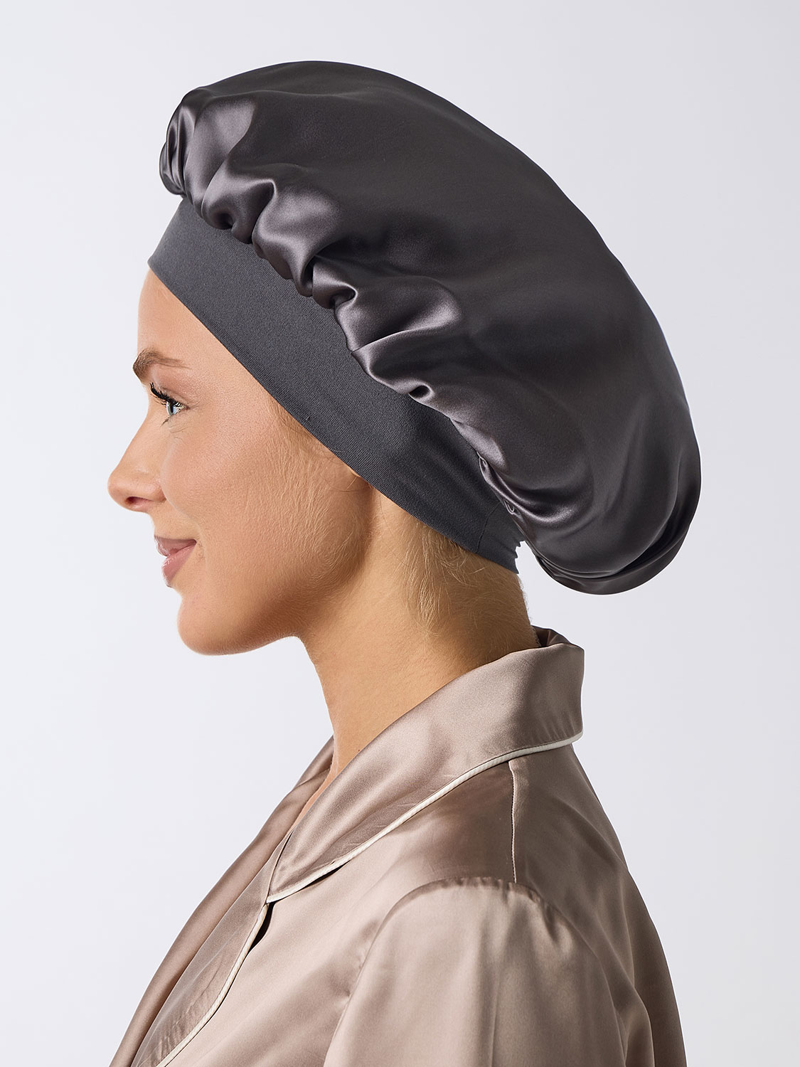 Шелковая шапочка для сна  графит