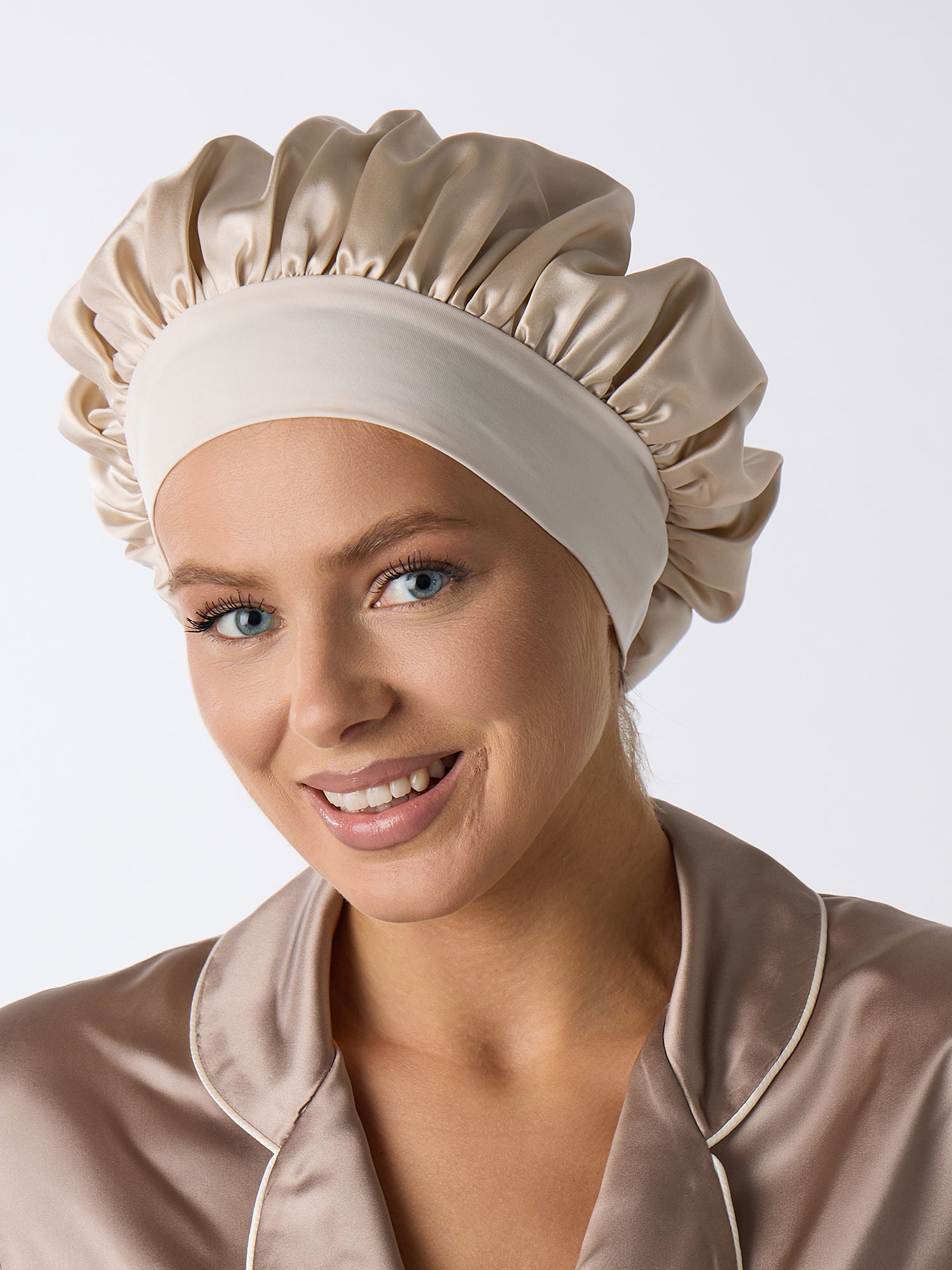 Шелковая шапочка для сна  карамель