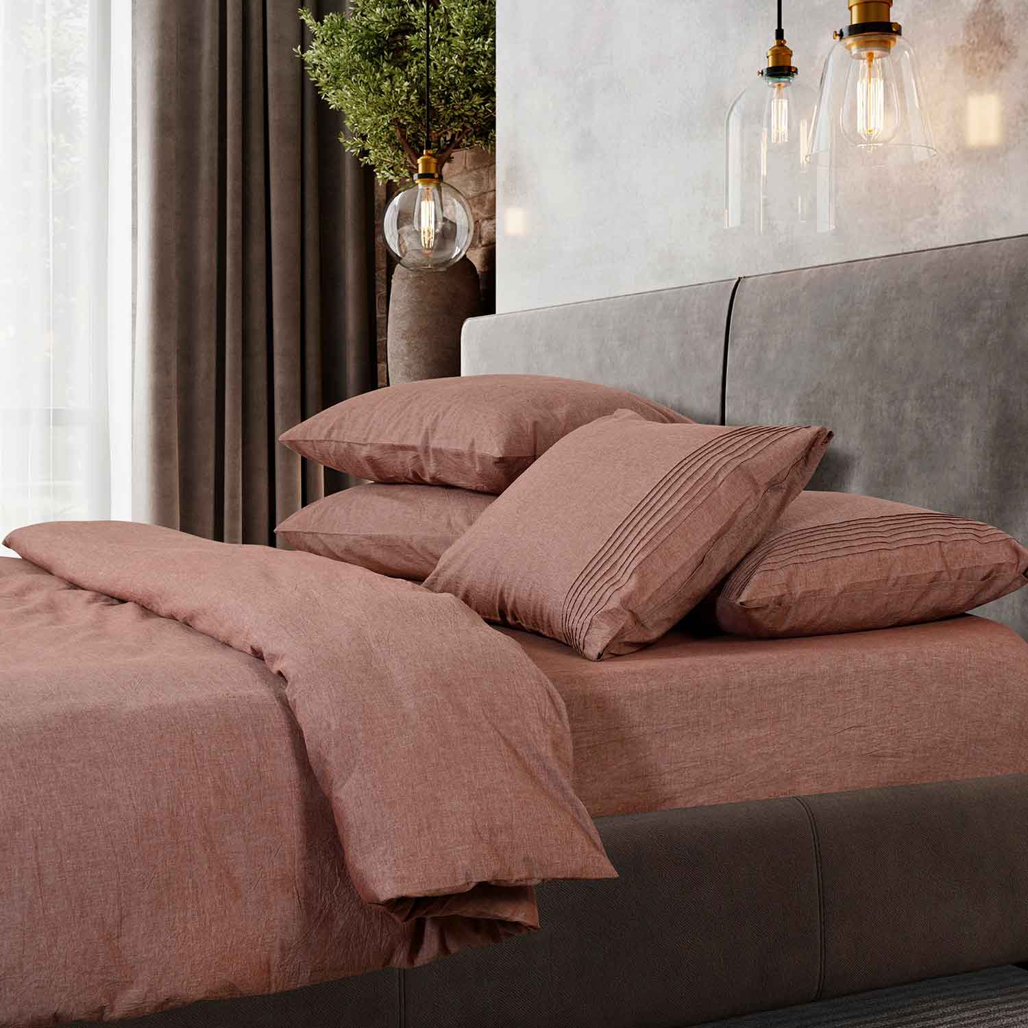 Постельное белье "Сканди" терракотовый