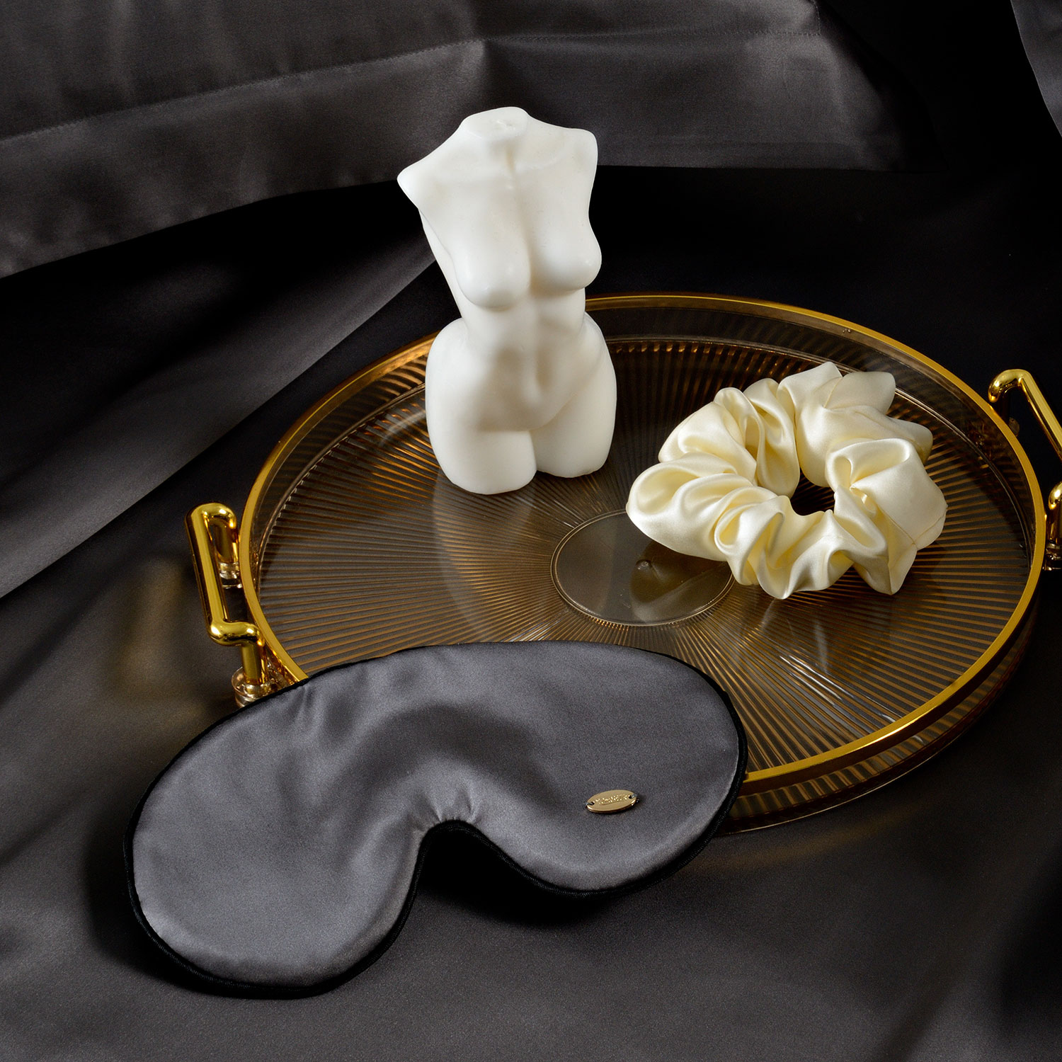 Дорожный набор с шелковой маской для сна "Relax" черная