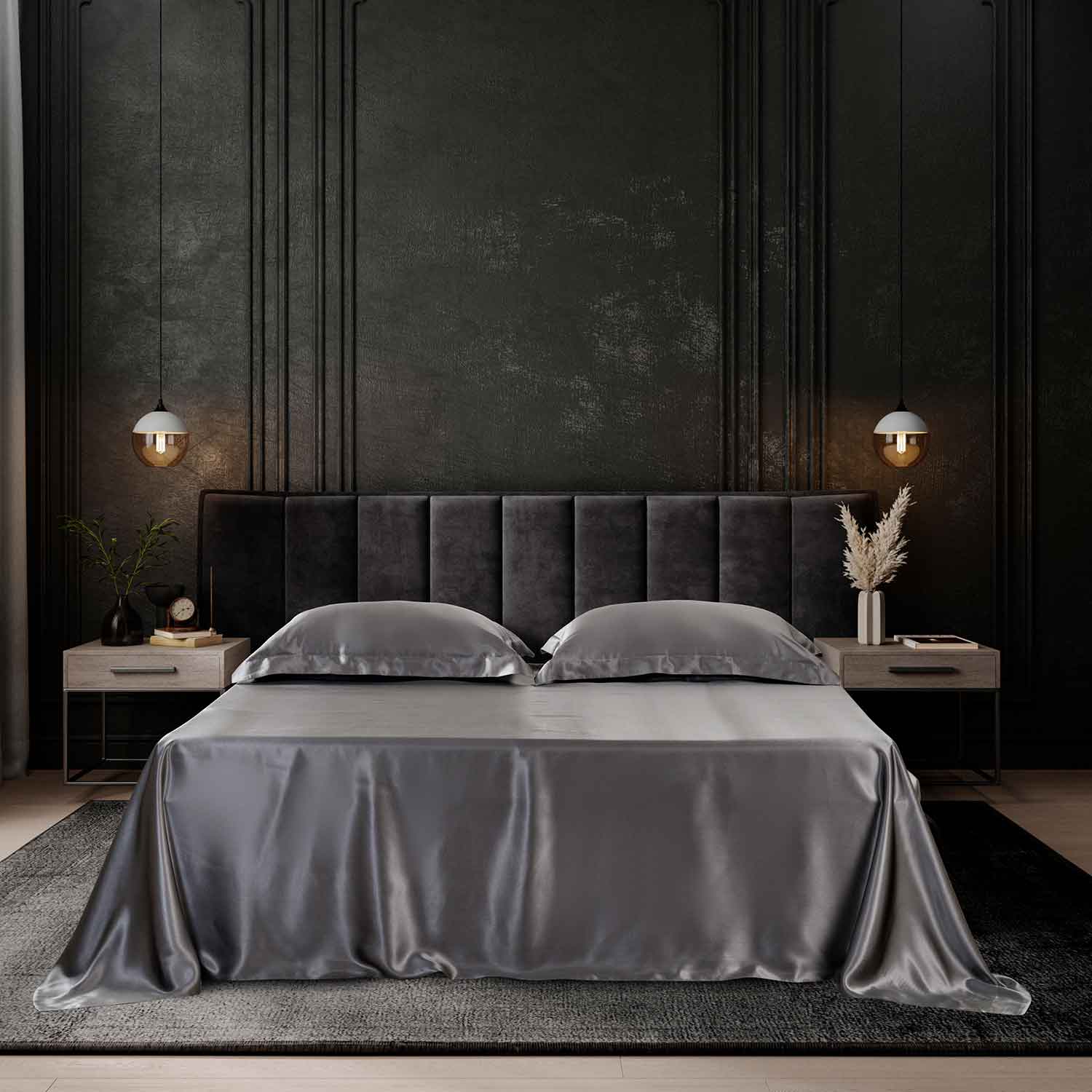 Шелковая простыня классическая графит
