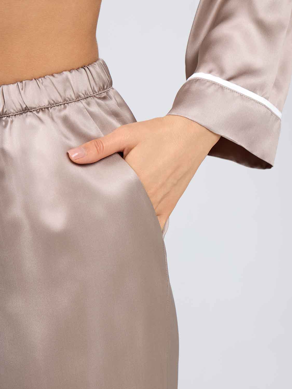 Брюки шелковые Cristy темно-бежевый