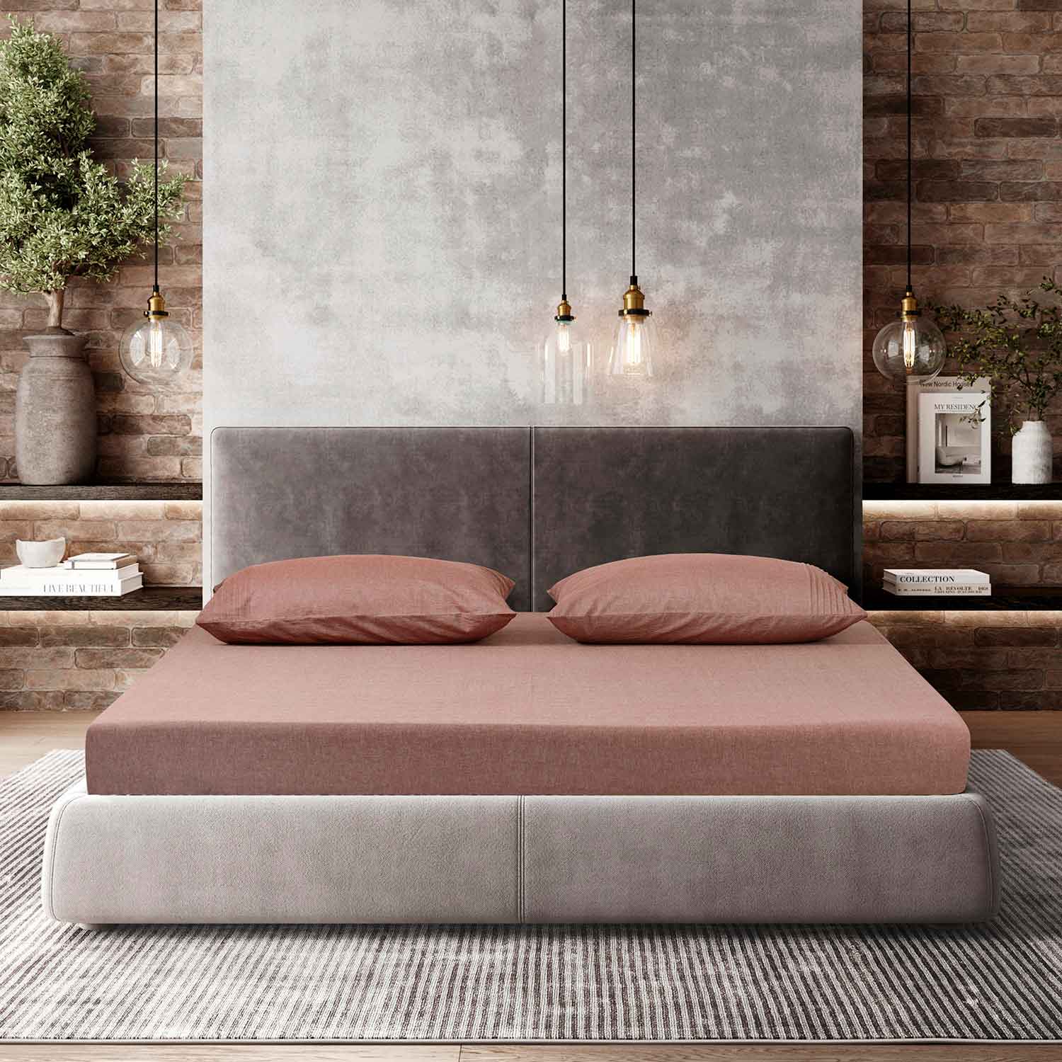 Простыня классическая  "Сканди"  терракотовая