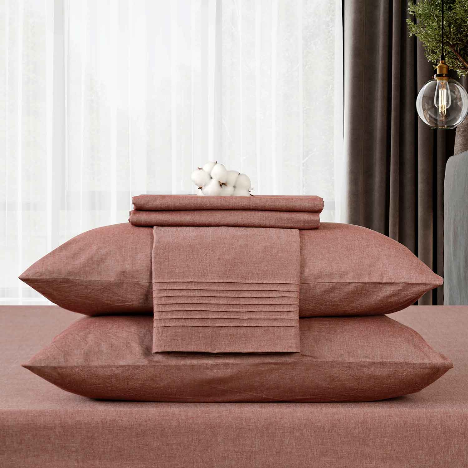 Набор наволочек "Сканди" терракотовый