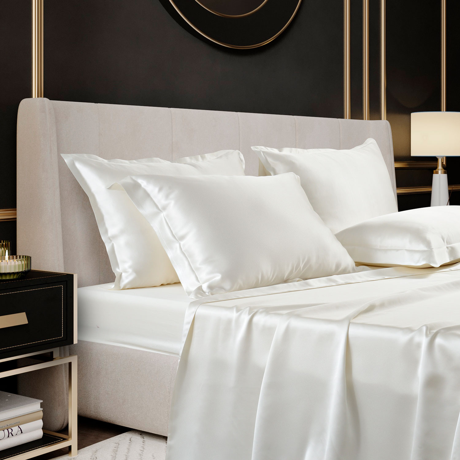 Шелковая наволочка "Shine" белая