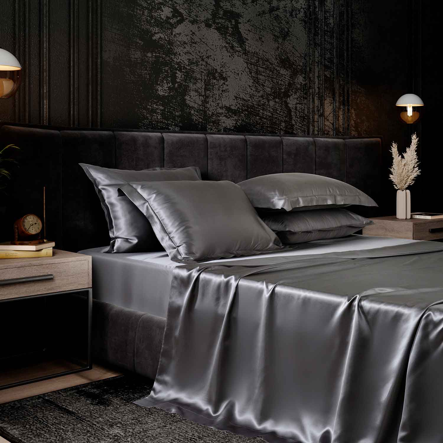 Шелковый пододеяльник графит