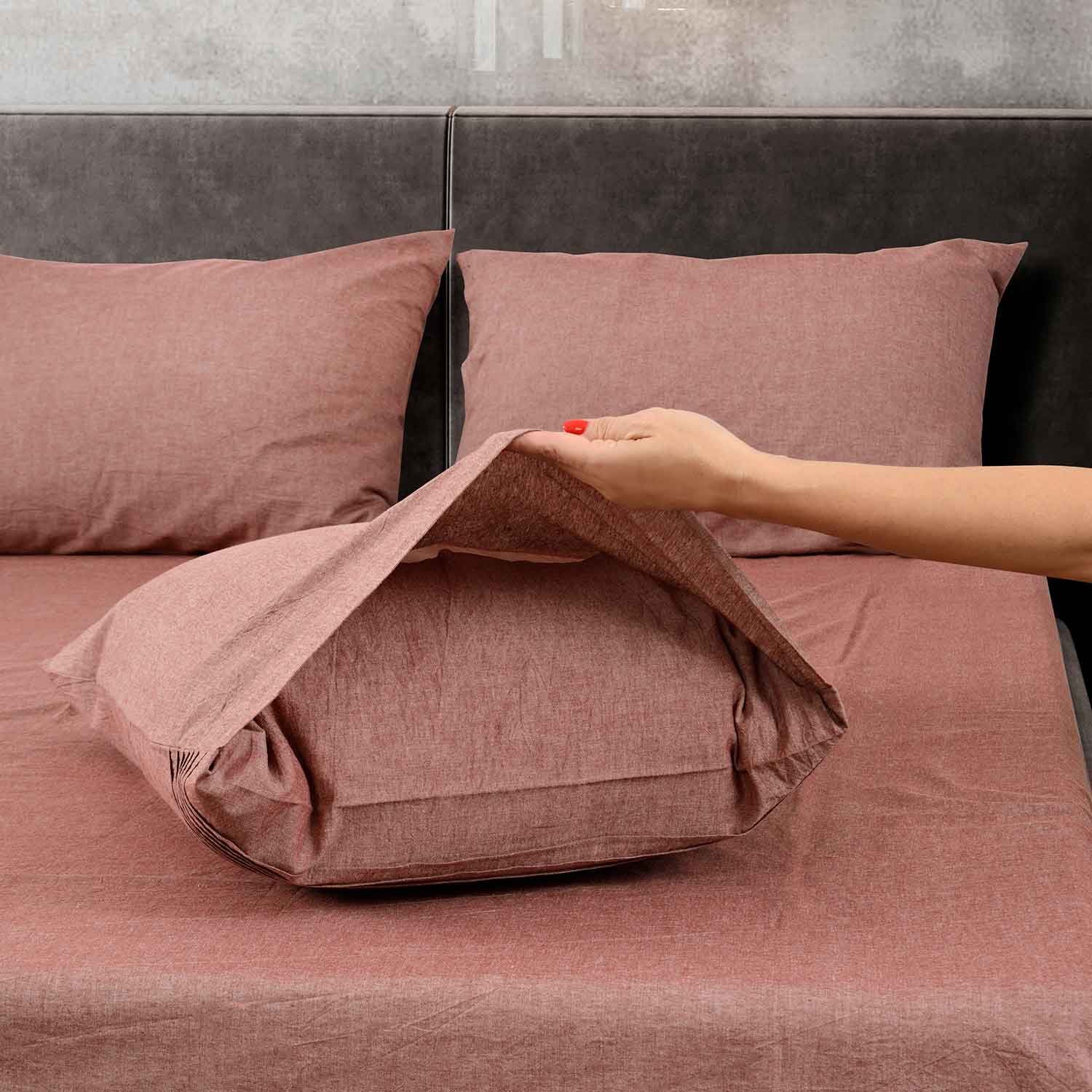 Набор наволочек "Сканди" терракотовый