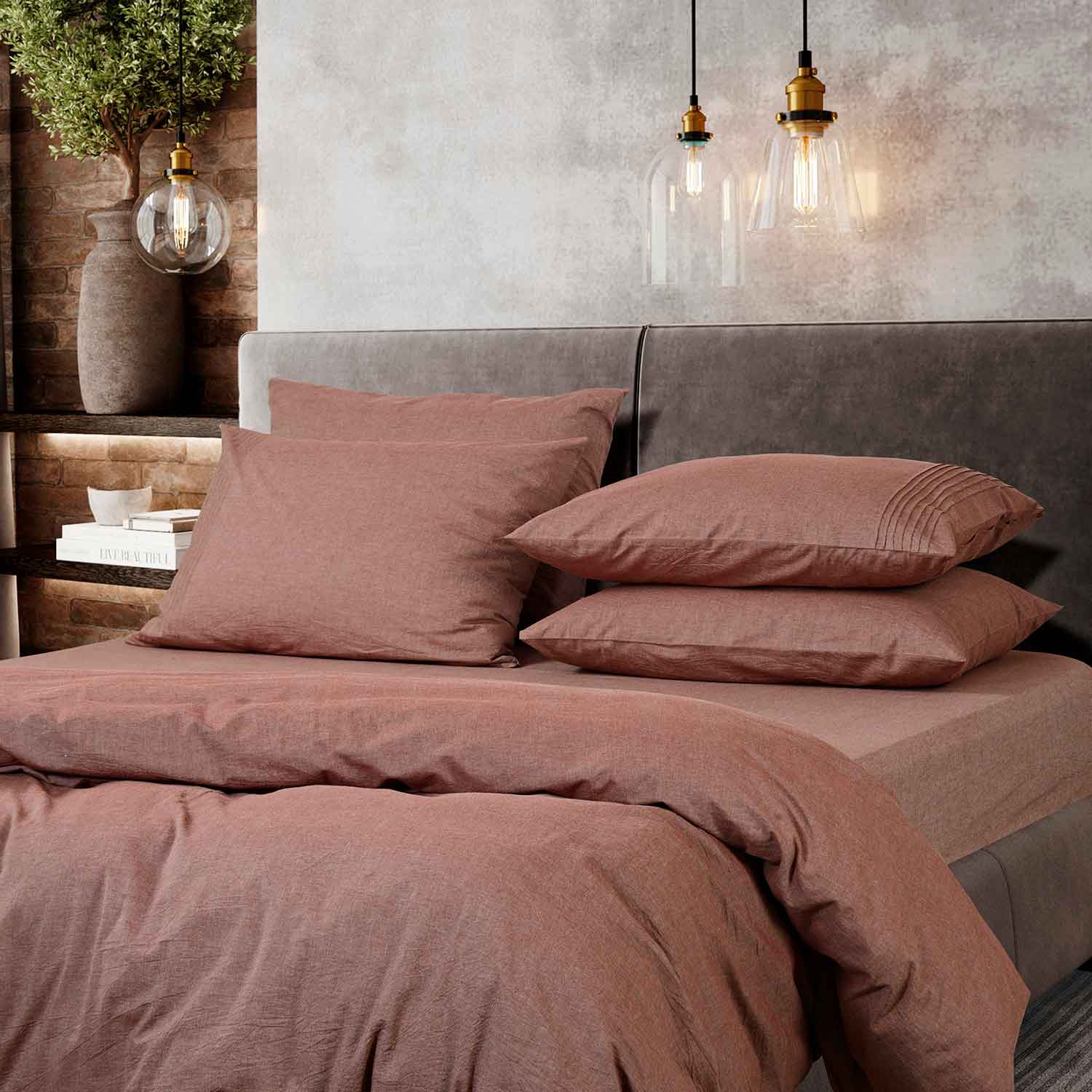 Постельное белье "Сканди" терракотовый