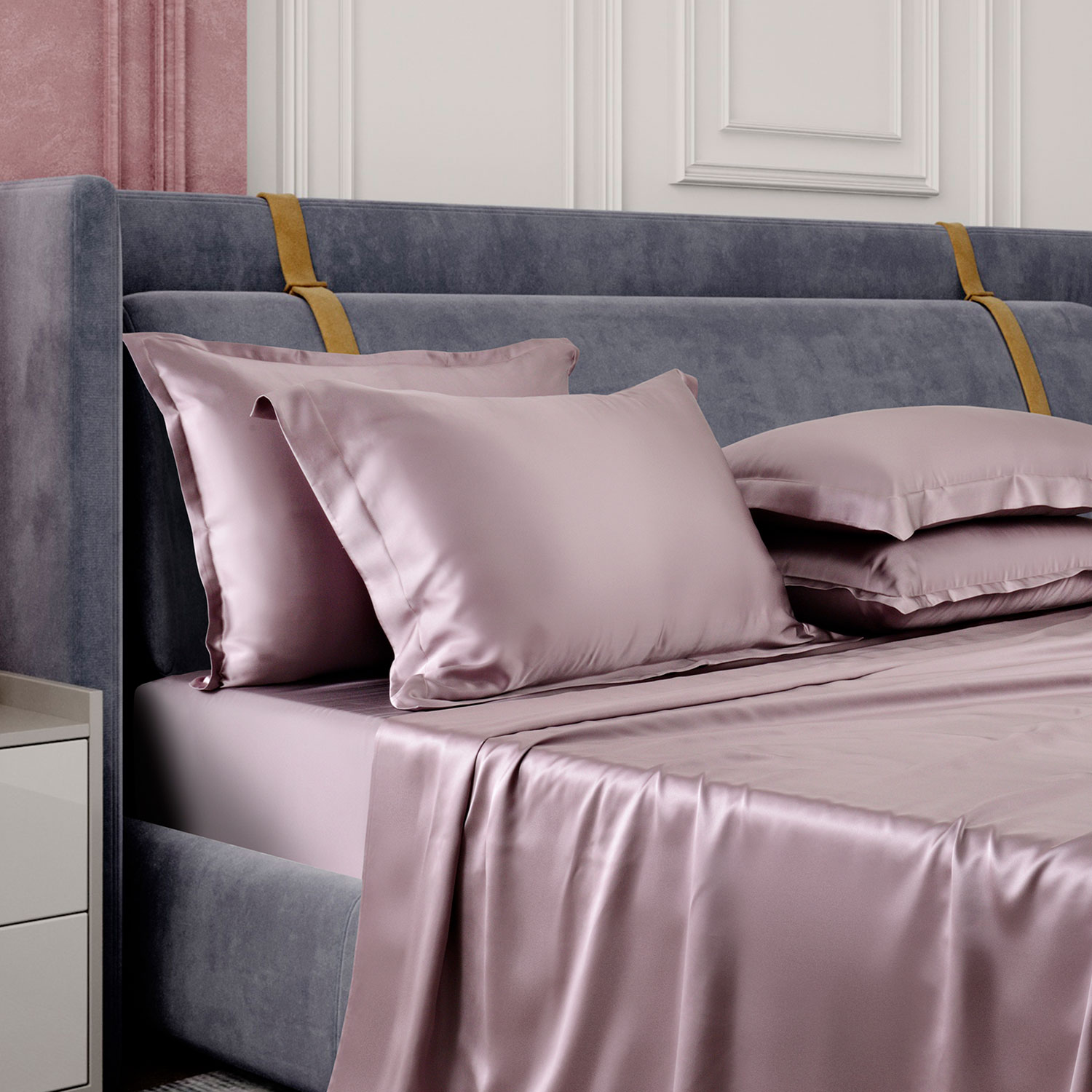 Шелковая наволочка "Shine" темный чертополох