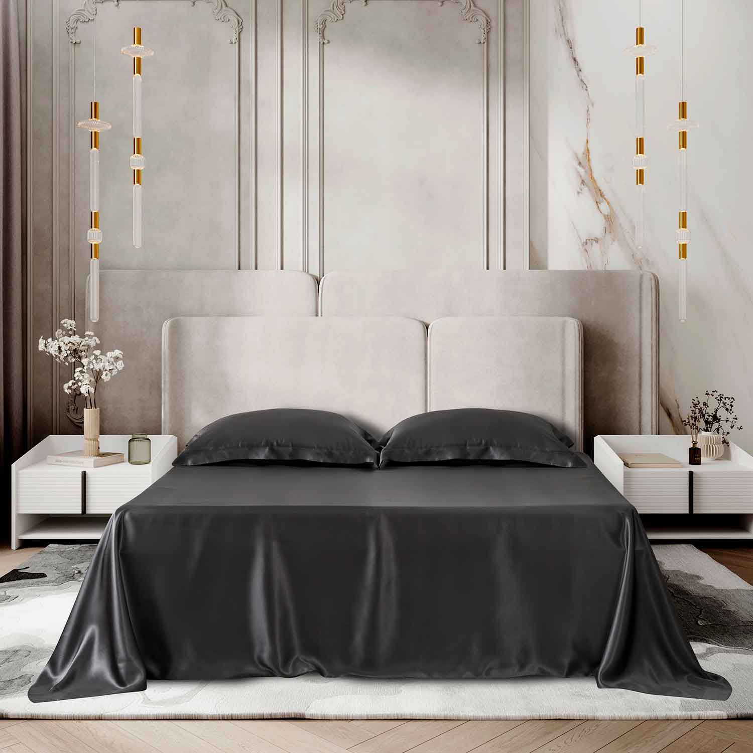 Шелковая простыня классическая черная