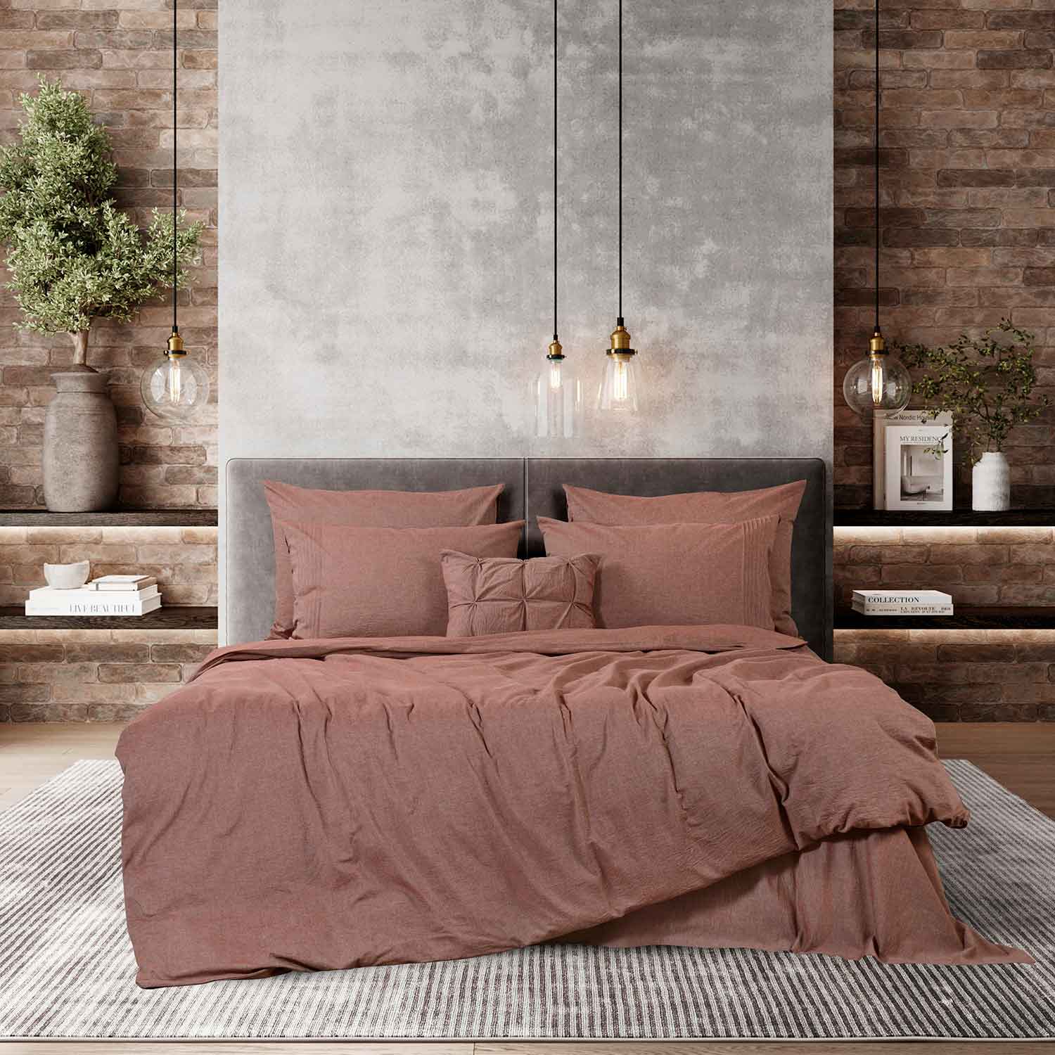 Постельное белье "Сканди" терракотовый