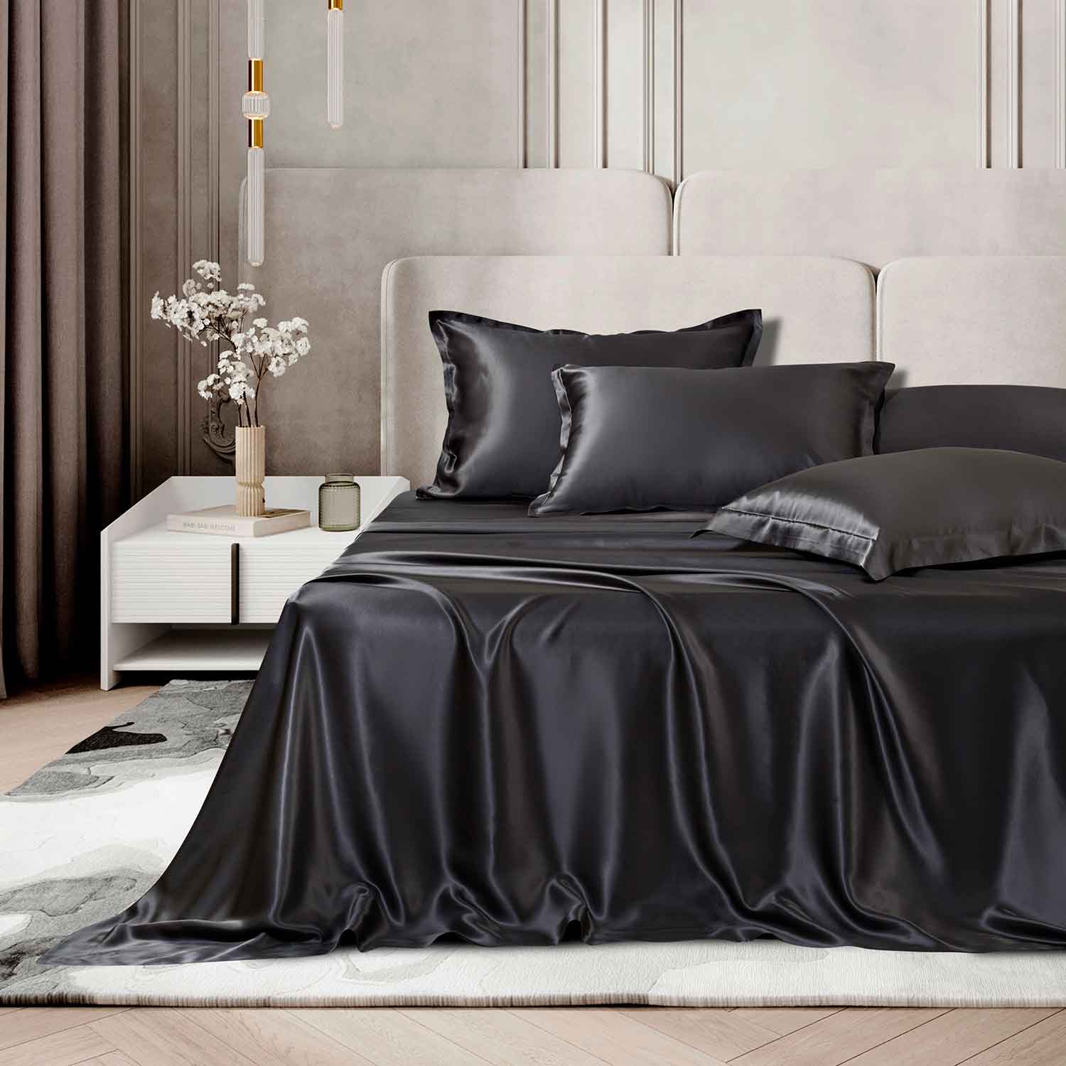 Шелковый пододеяльник черный 110х140