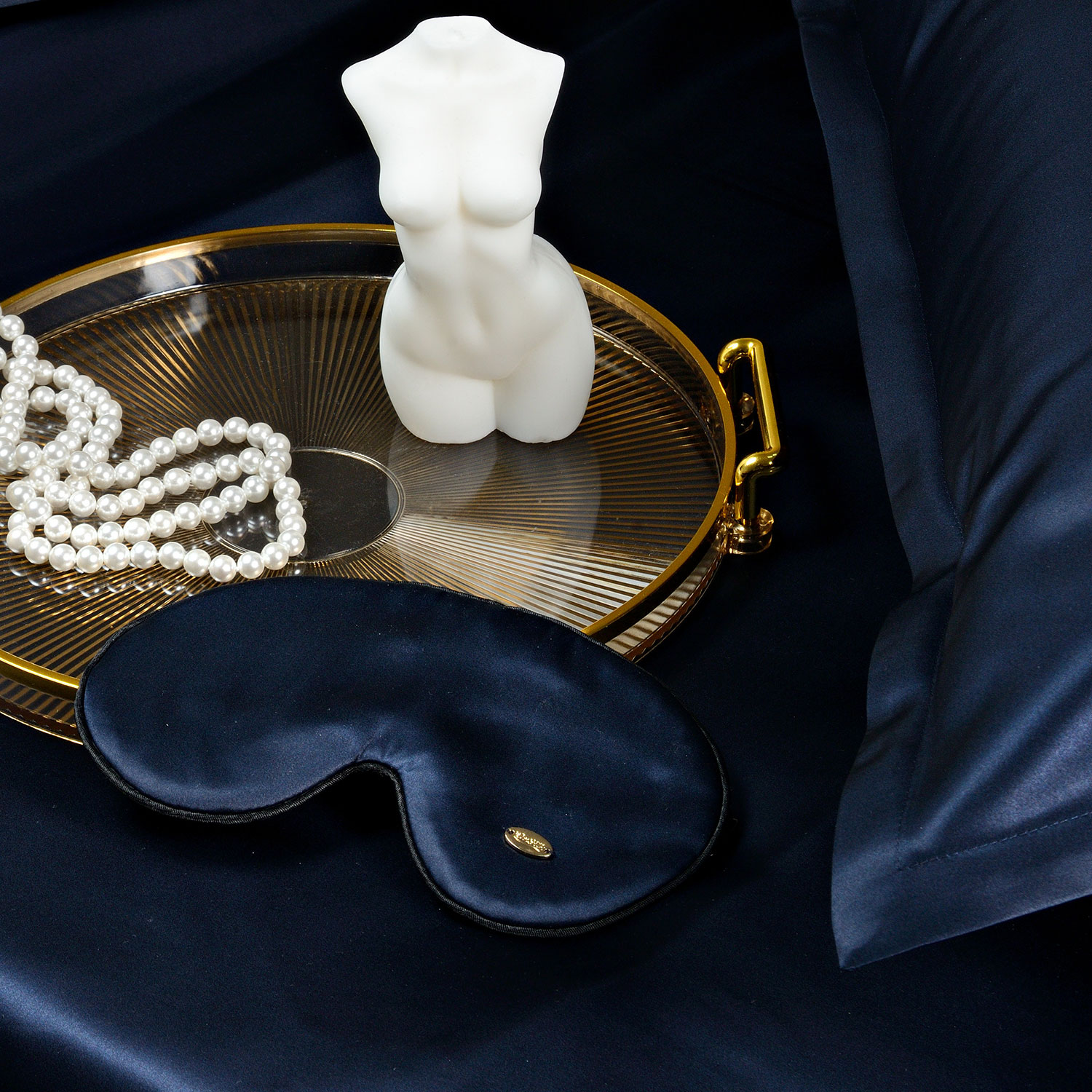 Дорожный набор с шелковой маской для сна "Relax" темно-синяя