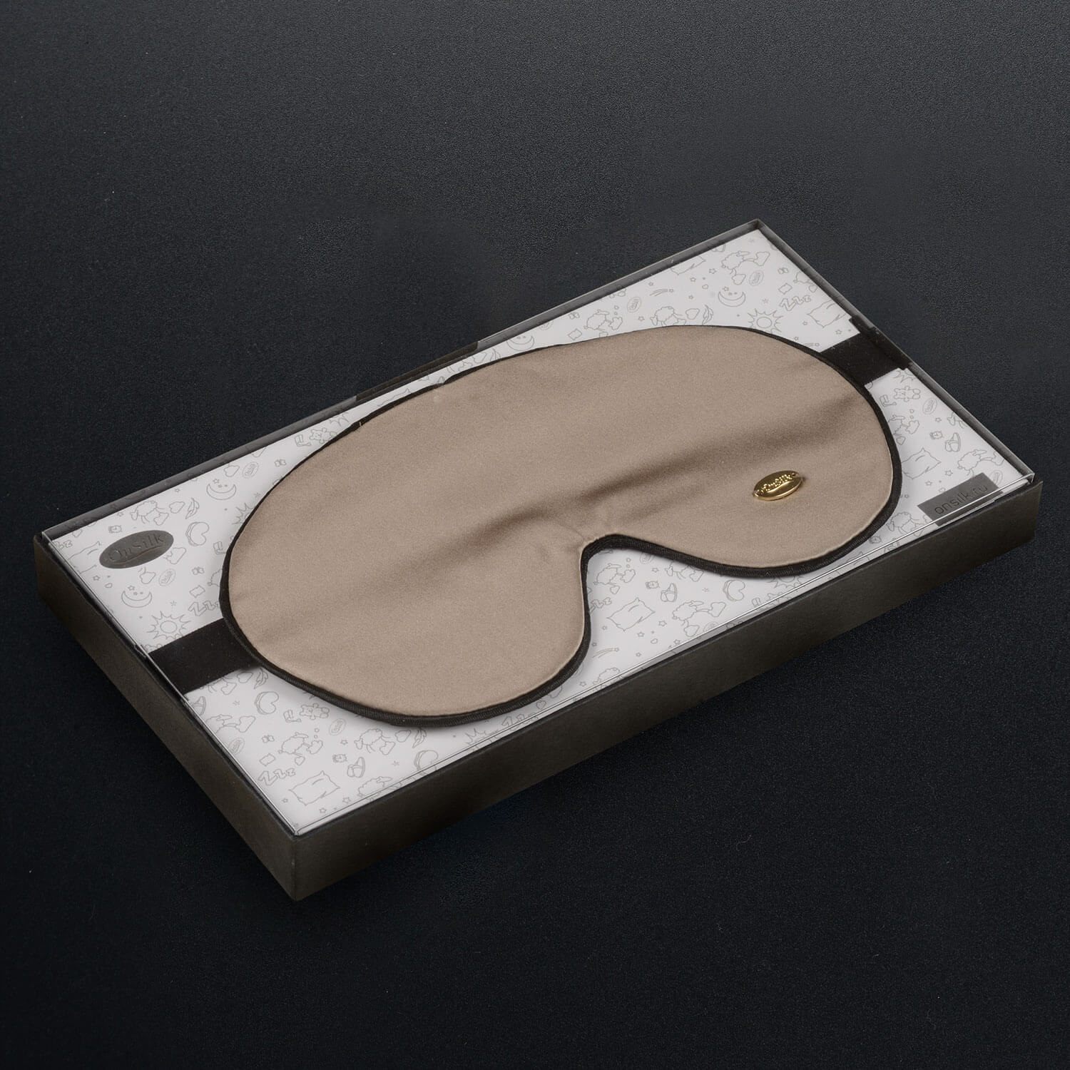 Дорожный набор с шелковой маской для сна "Relax" темно-бежевая