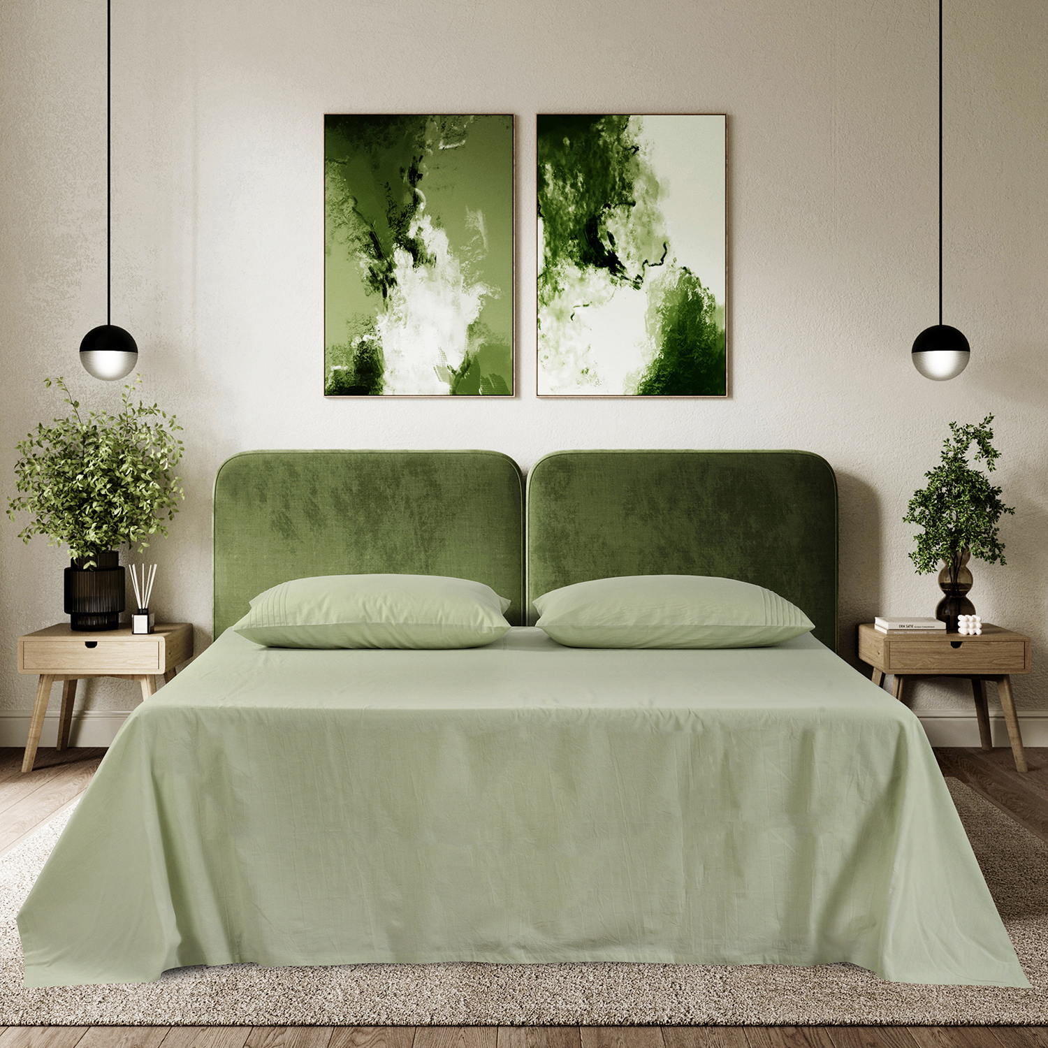 Простыня классическая  "Сканди" светло-зеленая