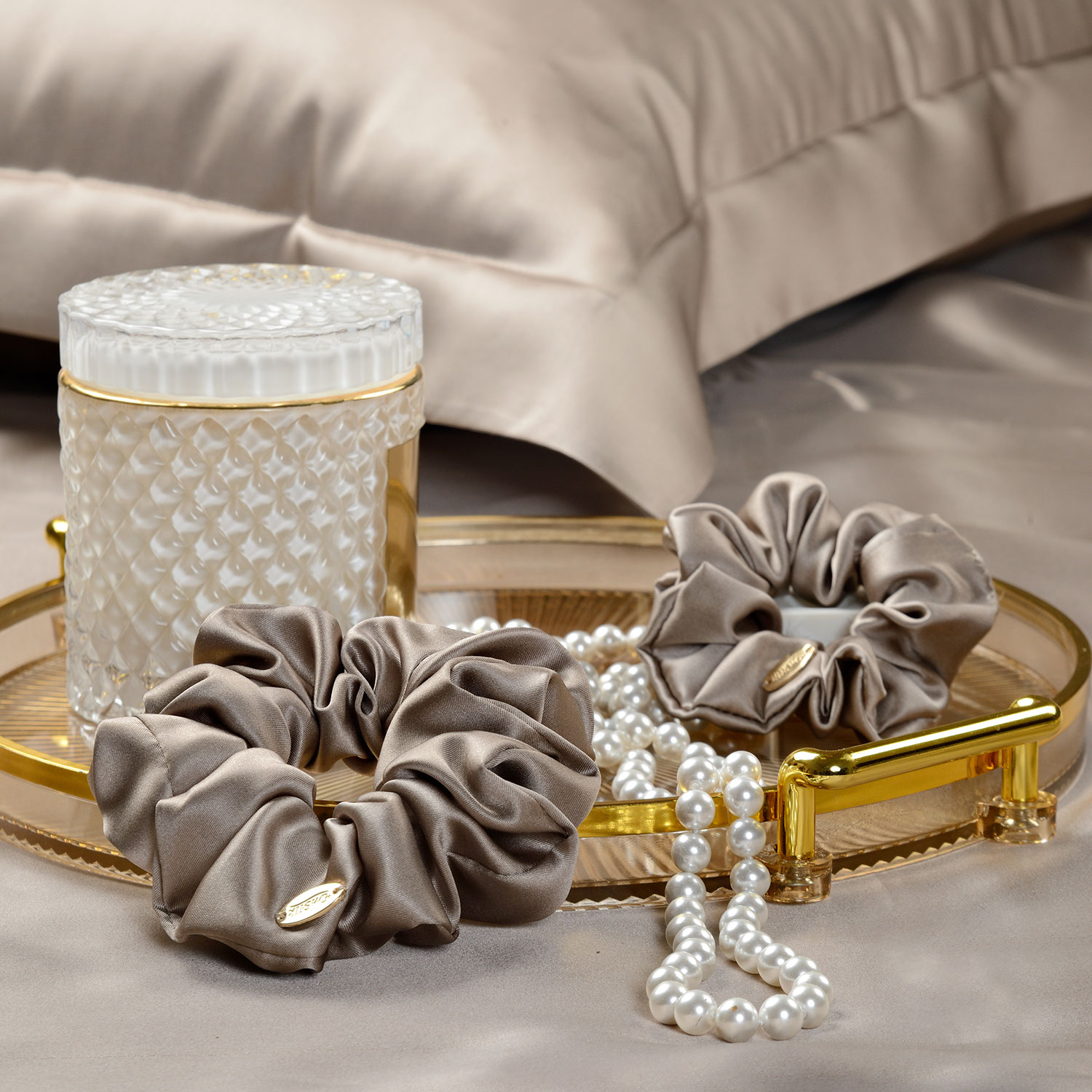 Набор из 2-х резинок для волос темно-бежевый