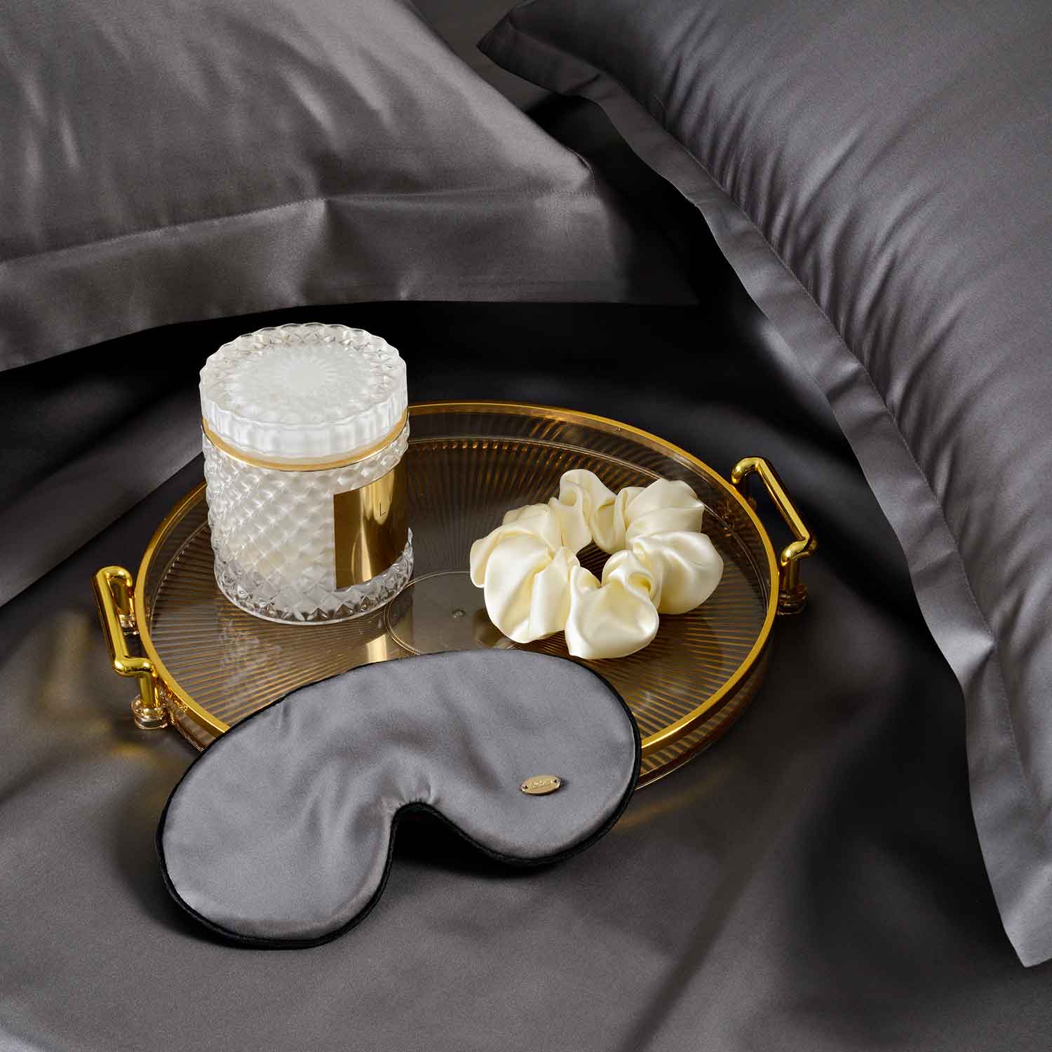 Дорожный набор с шелковой маской для сна "Relax" графит