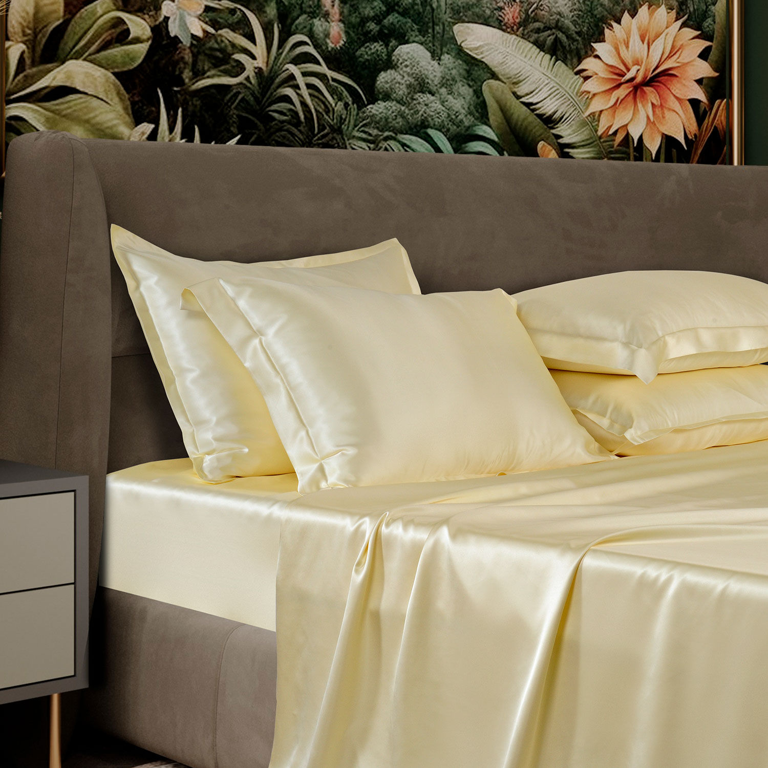 Шелковая наволочка "Shine" слоновая кость