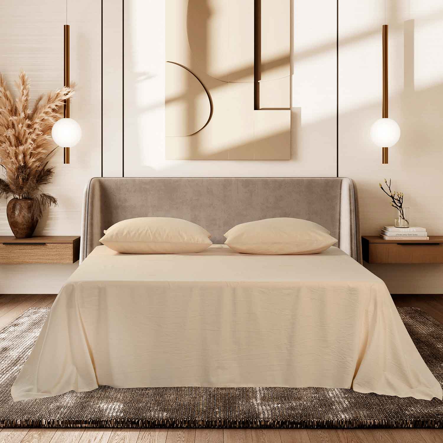 Простыня классическая  "Сканди" светло-бежевая