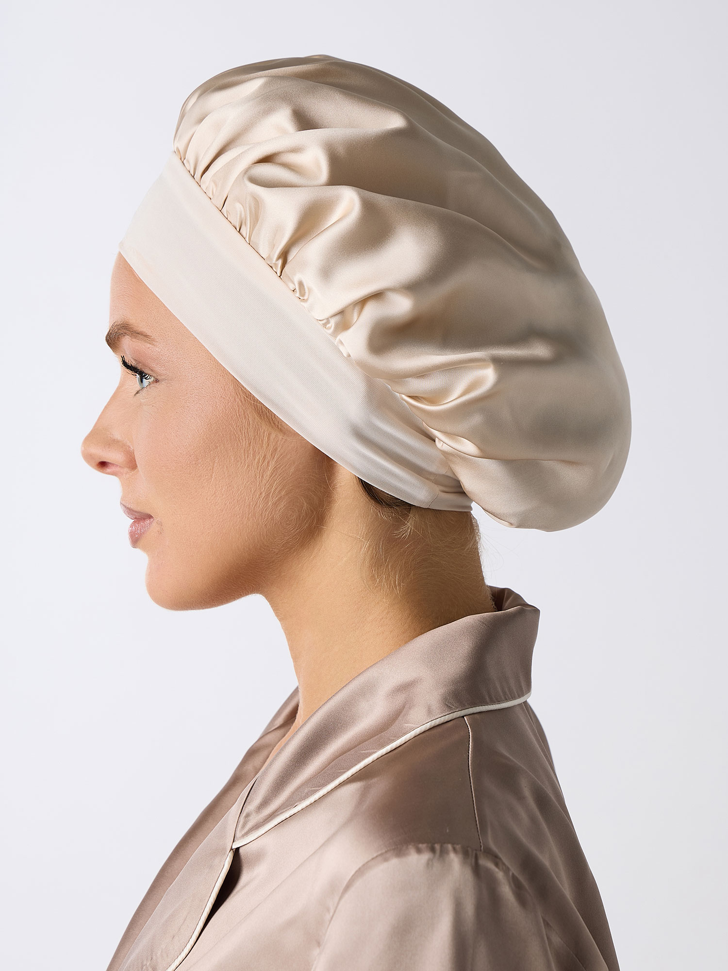 Шелковая шапочка для сна  карамель