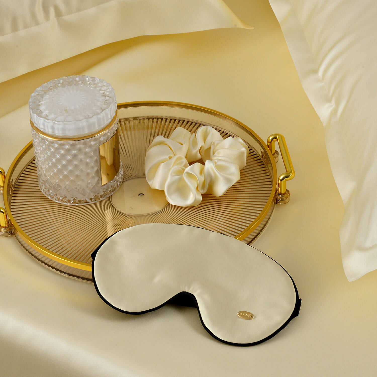 Дорожный набор с шелковой маской для сна "Relax" слоновая кость