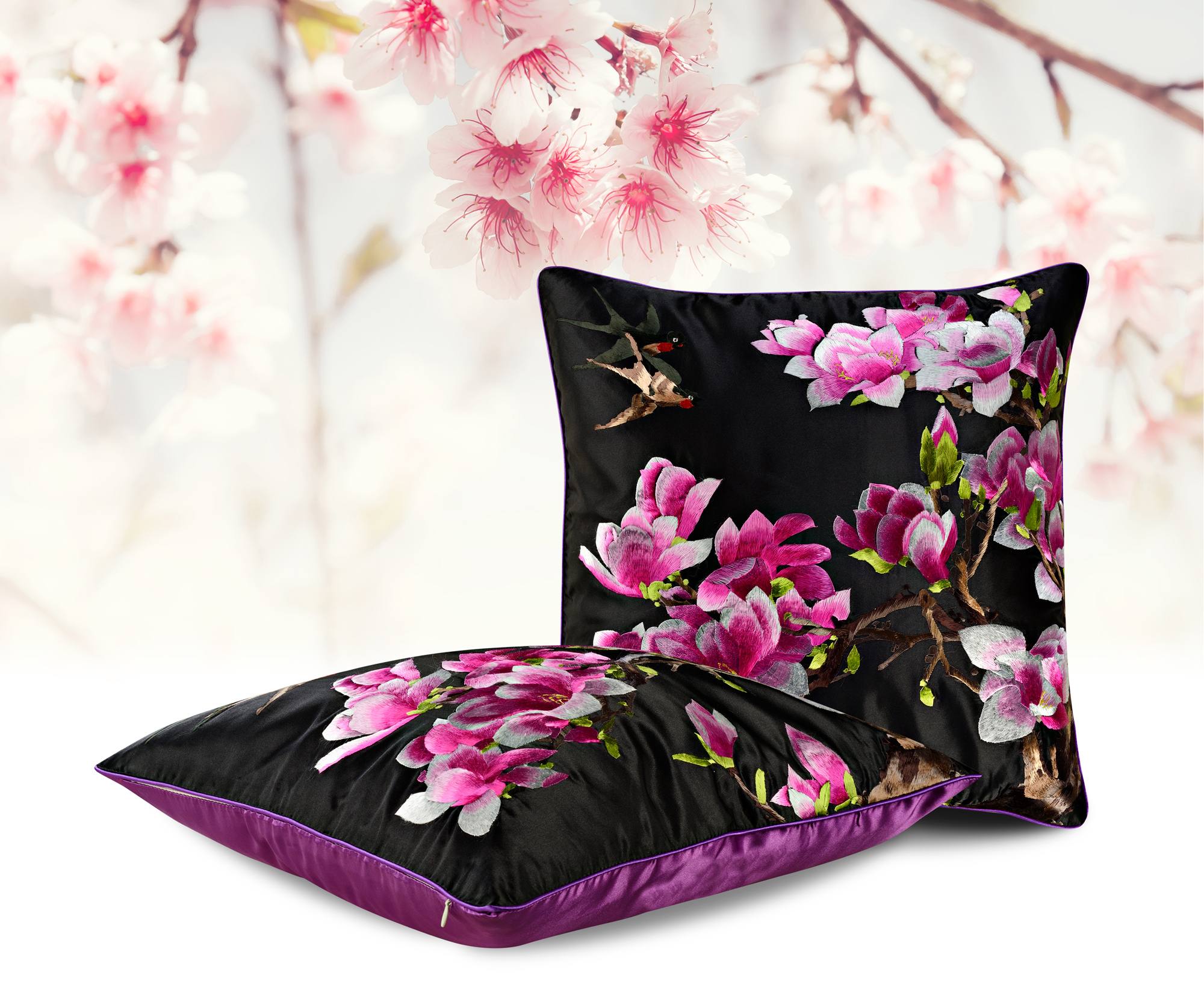 Декоративная подушка "Пурпурные Георгины"